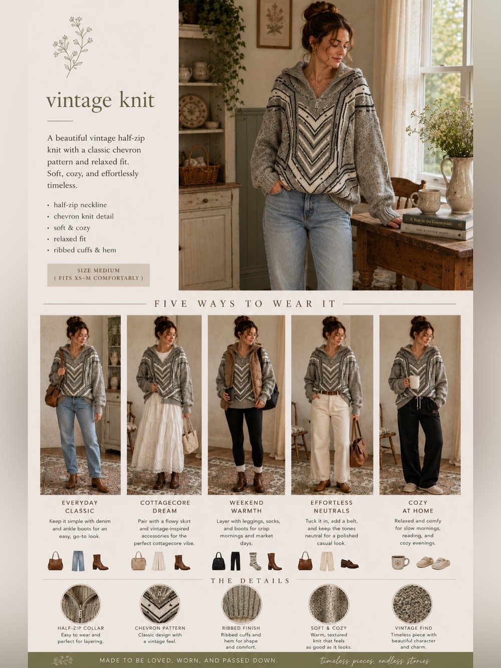Beautiful Vintage Foggy The Winter Collection 80% Wool Oversized Sweater XL - Picture 3 of 12